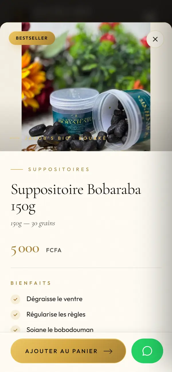 Fiche produit sur le site Jacob's Bio Cosmétiques