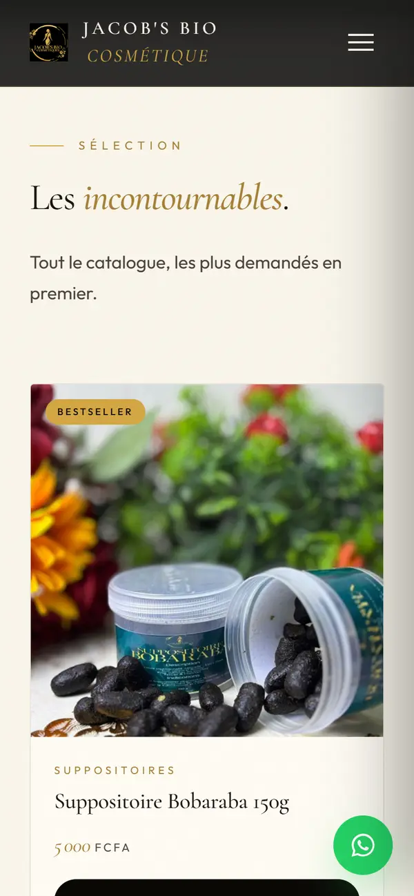 Le catalogue de Jacob's Bio Cosmétiques sur téléphone