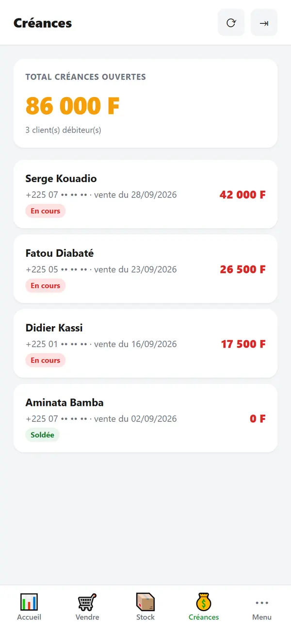 Créances à relancer dans Pilote chez NAT Outlet